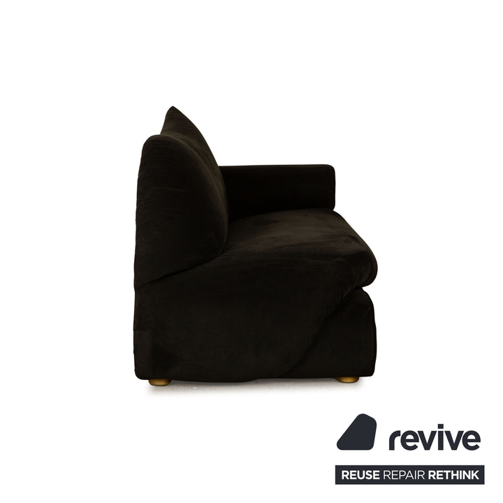Bretz Gaudi Fabric Three Seater Black Sofa Couch