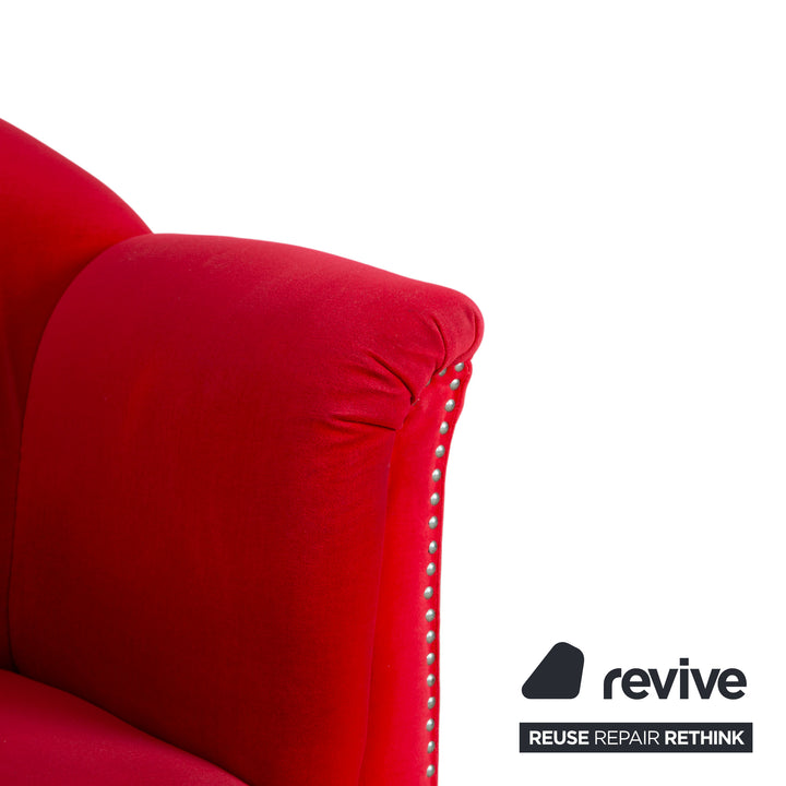 Bretz Gaudi fabric velvet three-seater armchair red silver sofa couch