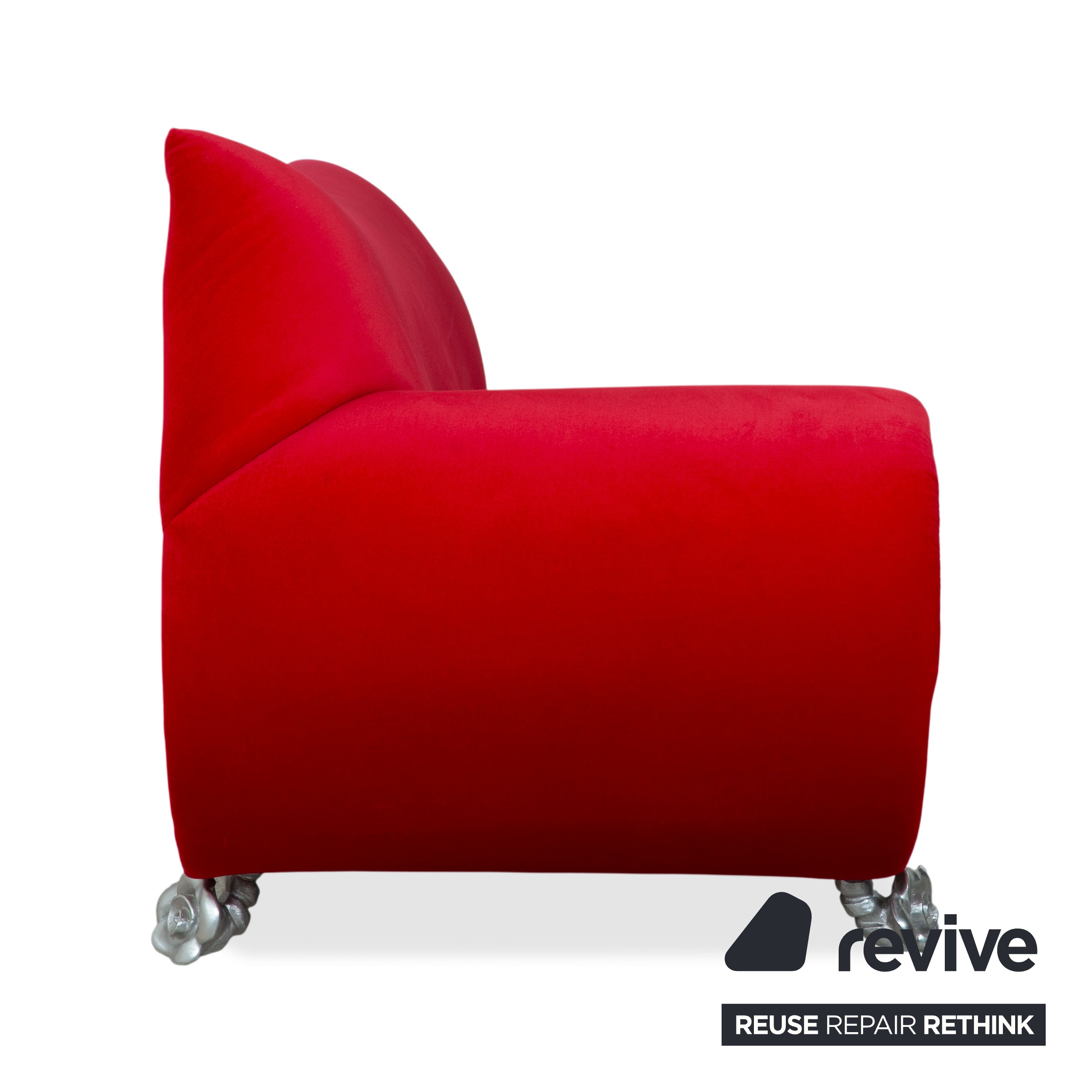 Bretz Gaudi fabric velvet three-seater armchair red silver sofa couch