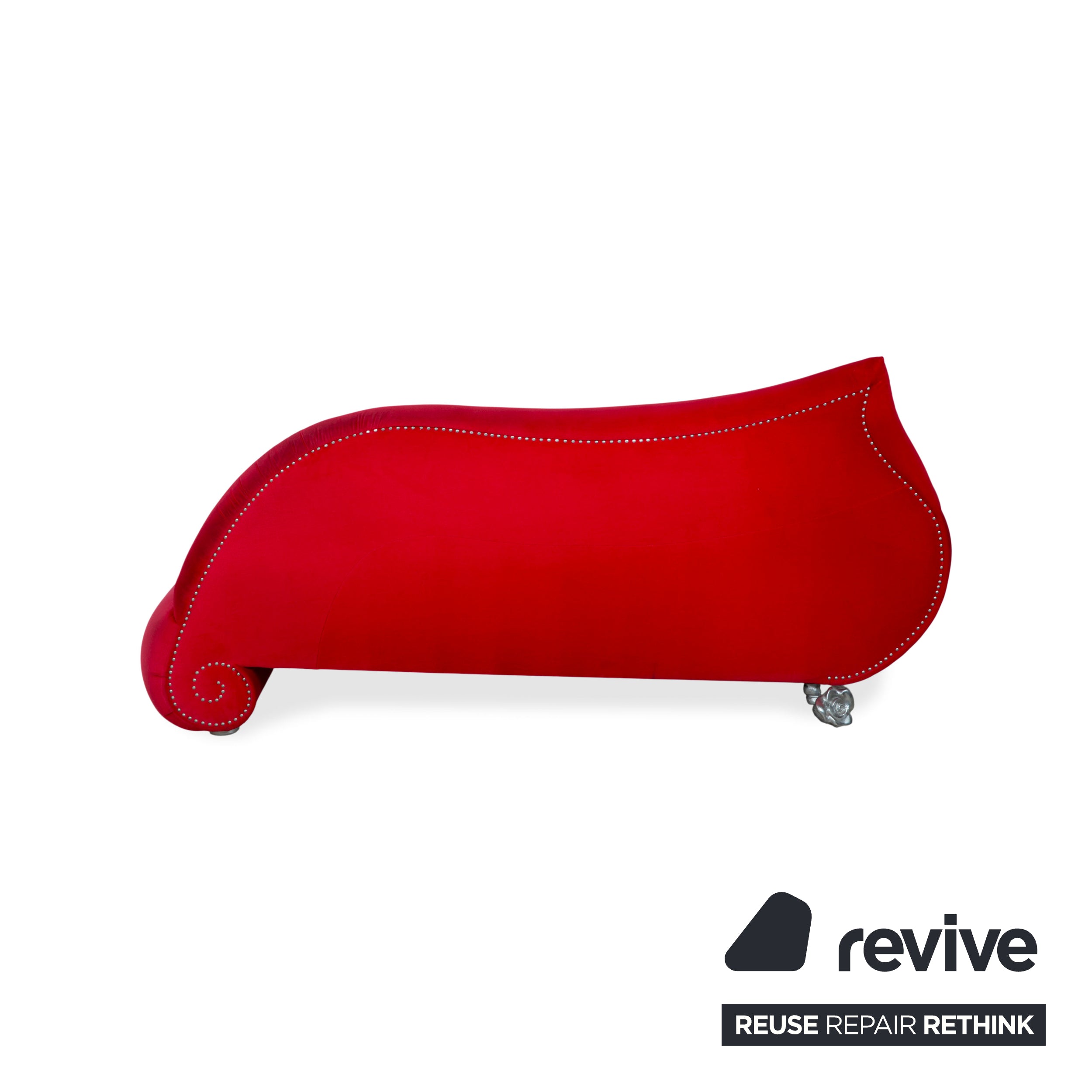 Bretz Gaudi fabric velvet three-seater armchair red silver sofa couch