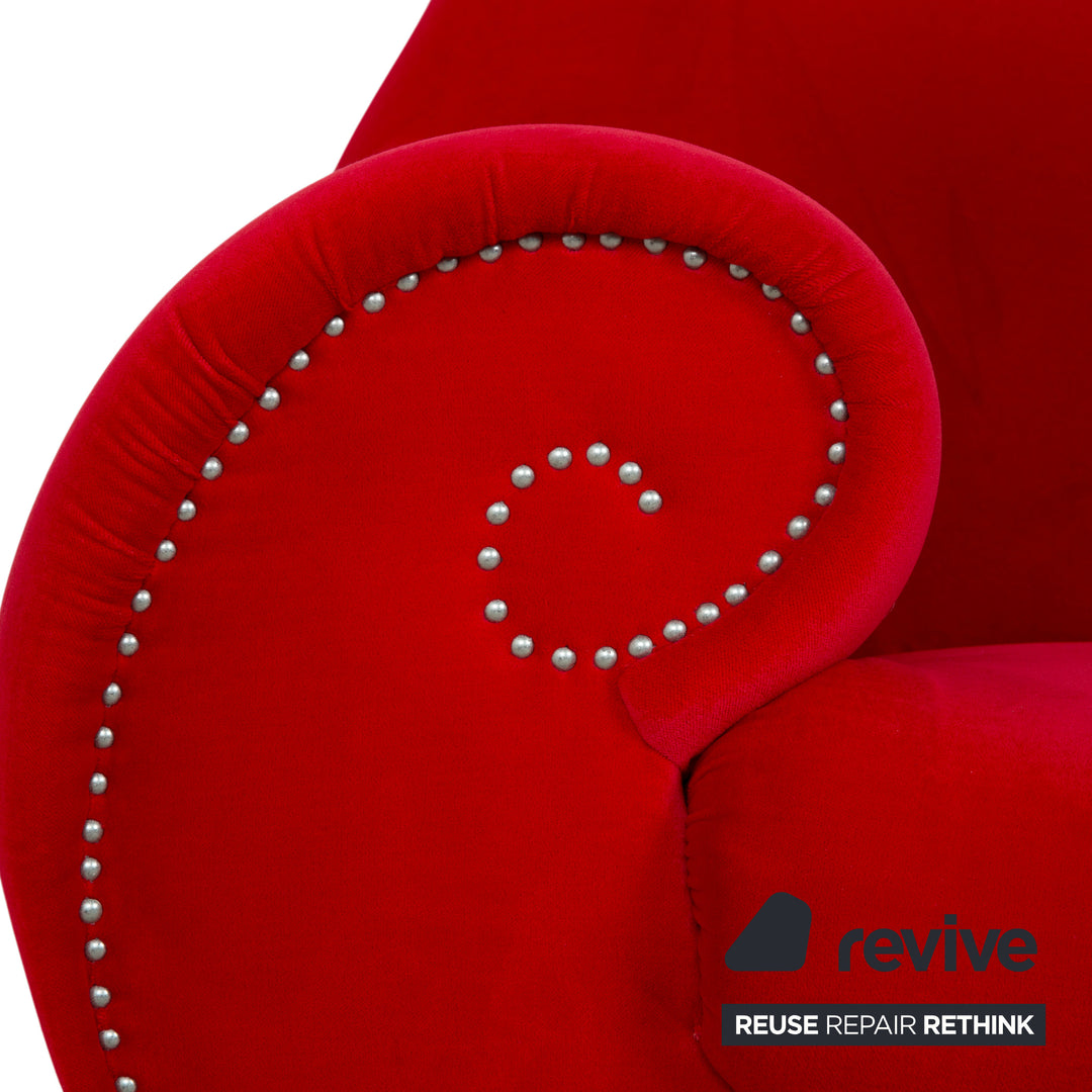 Bretz Gaudi fabric velvet three-seater armchair red silver sofa couch