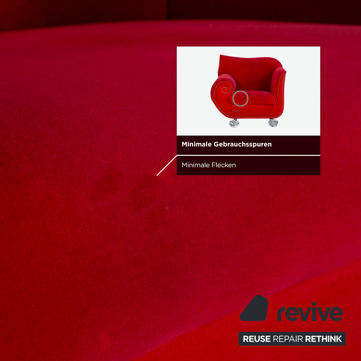 Bretz Gaudi Stoff Samt Dreisitzer Sessel Rot Silber Sofa Couch