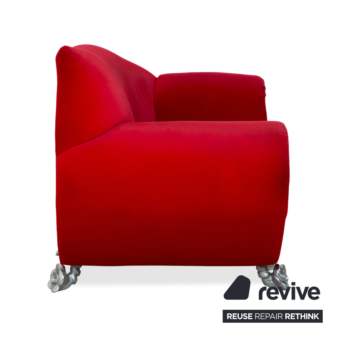 Bretz Gaudi Stoff Samt Dreisitzer Sessel Rot Silber Sofa Couch