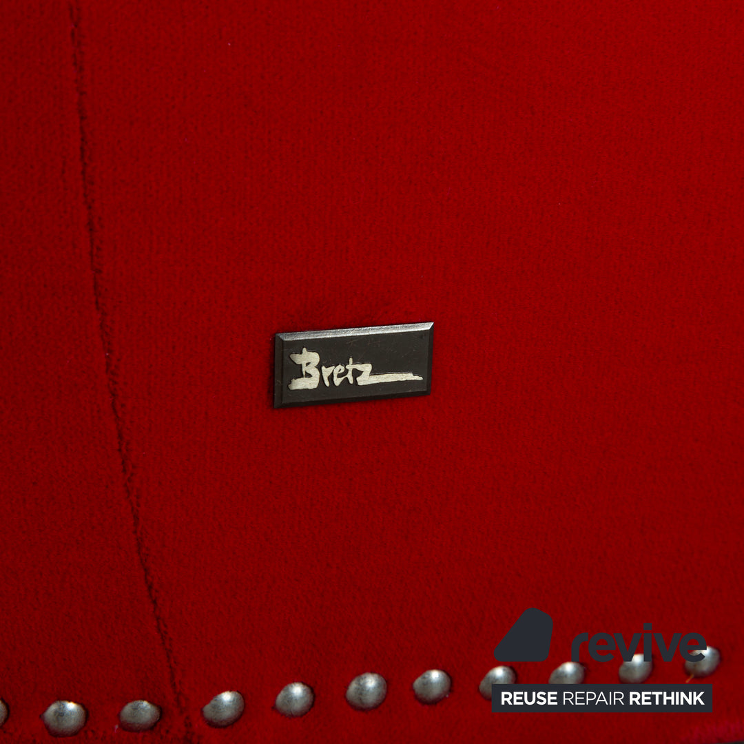 Bretz Gaudi Stoff Samt Dreisitzer Sessel Rot Silber Sofa Couch