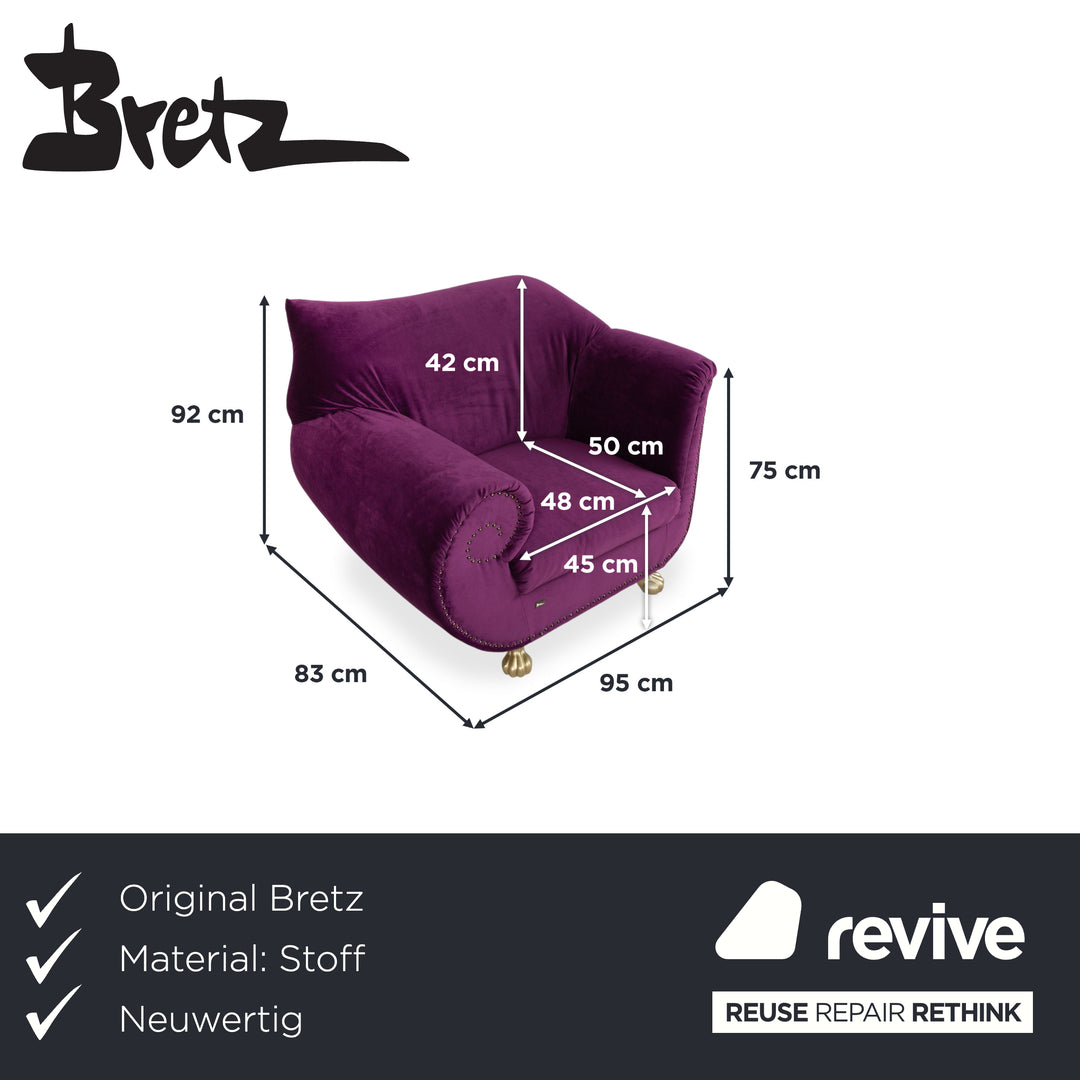 Bretz Gaudi Stoff Sessel Lila Violett