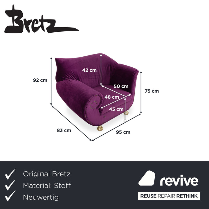 Bretz Gaudi Stoff Sessel Lila Violett