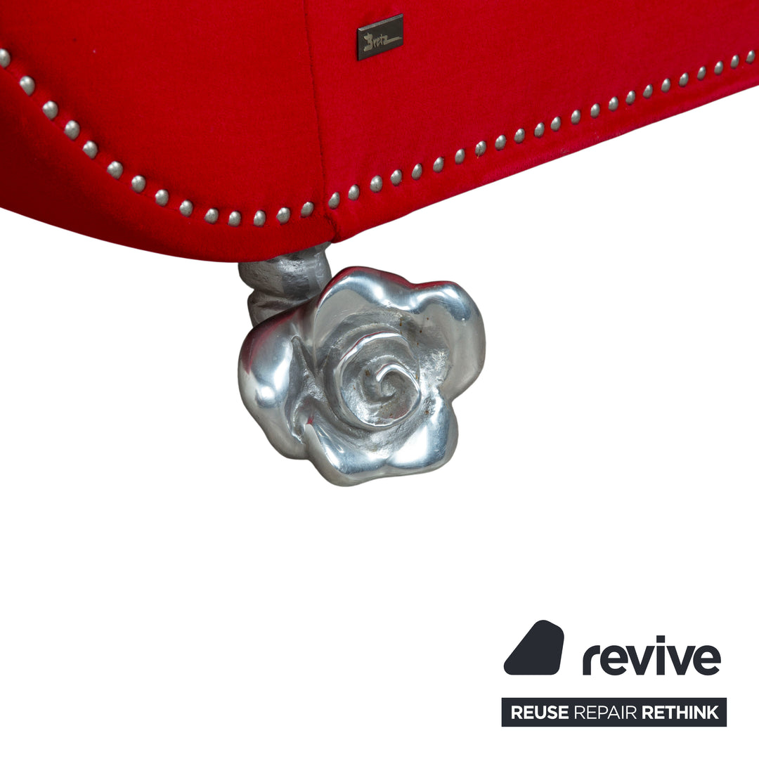 Bretz Gaudi Stoff Samt Sessel Rot Silber