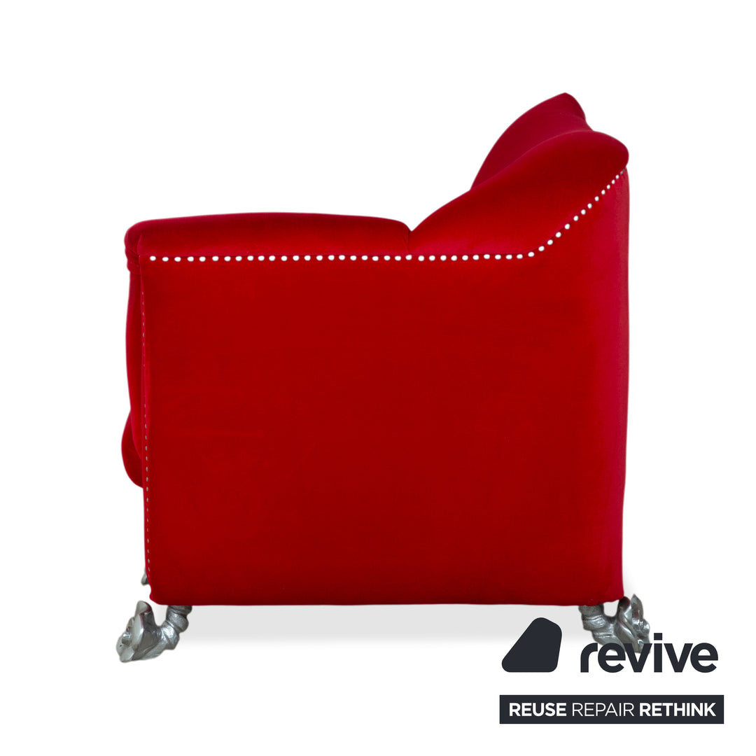 Bretz Gaudi Stoff Samt Sessel Rot Silber