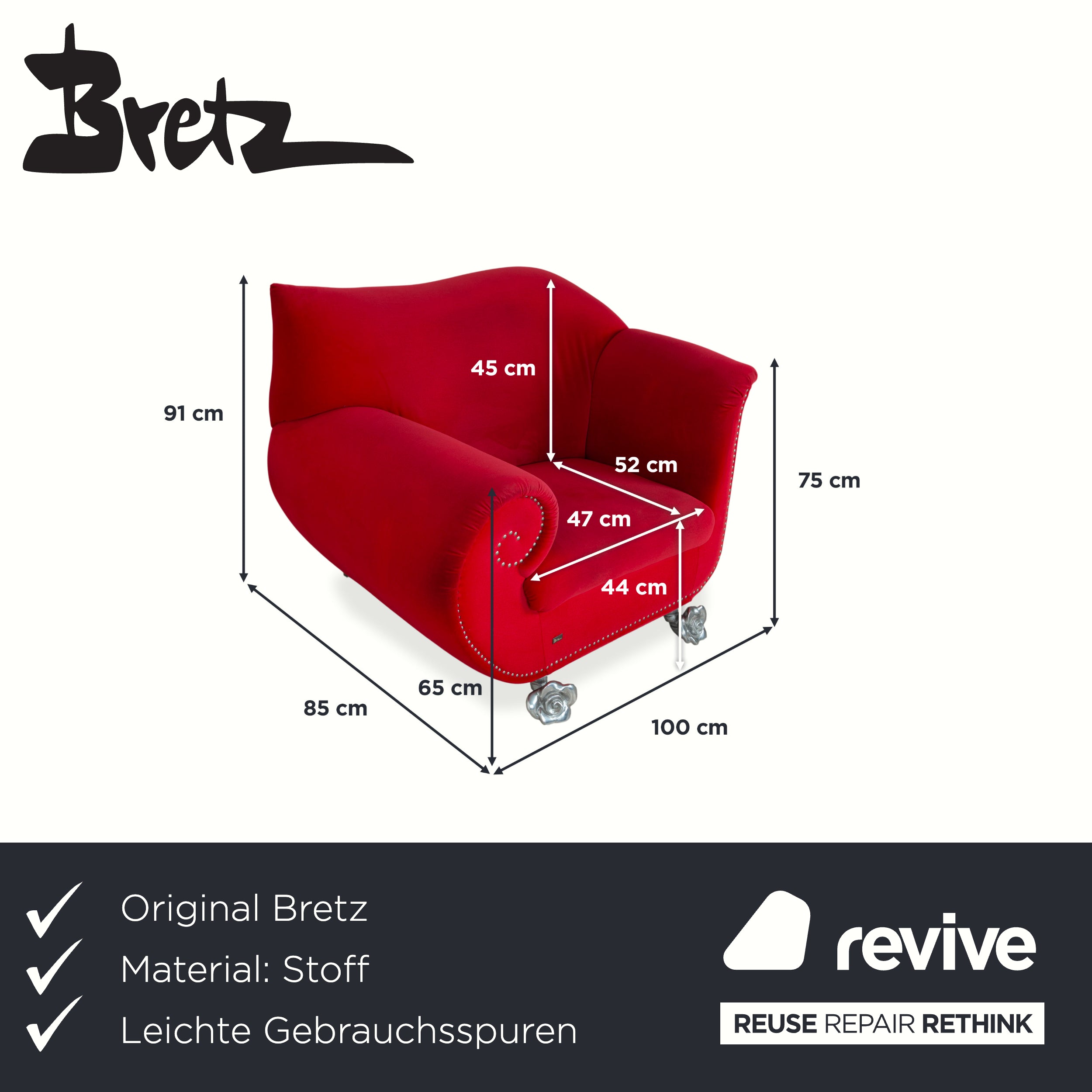 Bretz Gaudi Fabric Velvet Armchair Red Silver