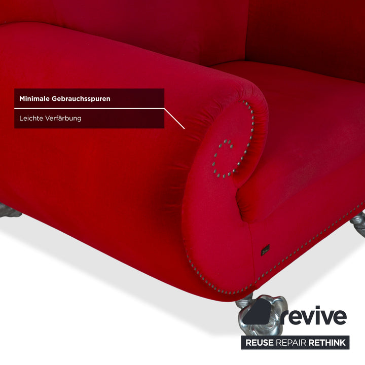 Bretz Gaudi Stoff Samt Sessel Rot Silber