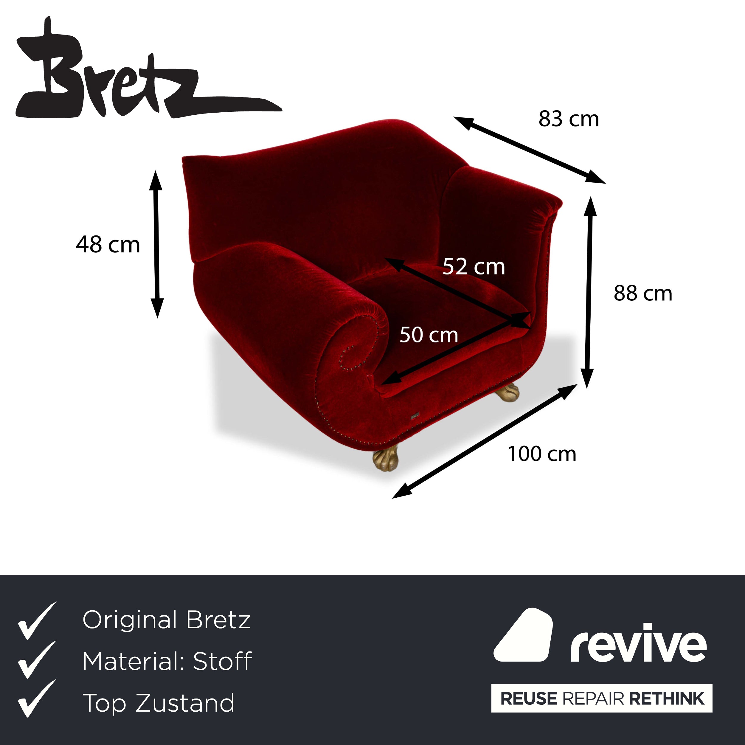 Bretz Gaudi Stoff Sessel Rot