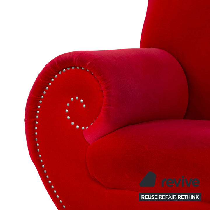 Bretz Gaudi Stoff Samt Sessel Rot Silber