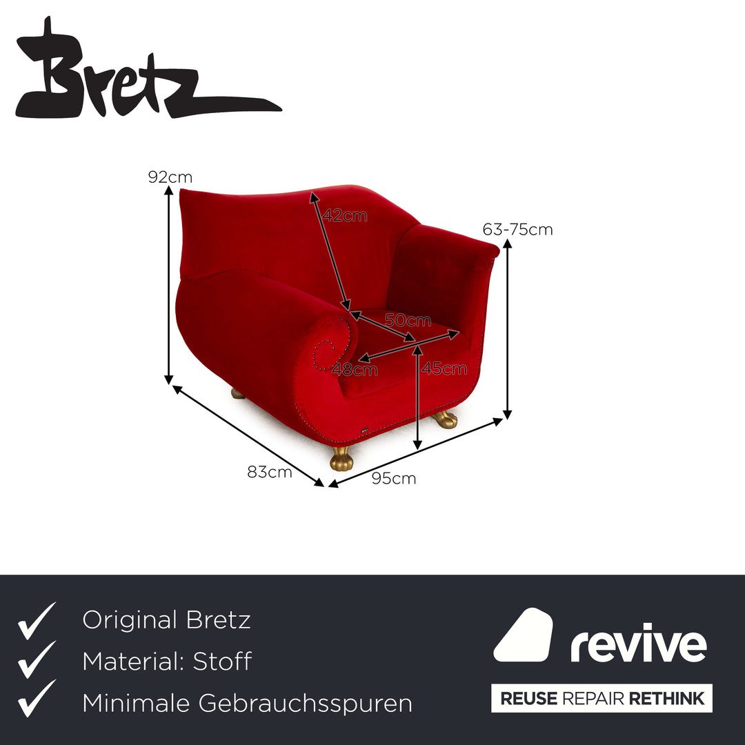 Bretz Gaudi stoffen fauteuil rood