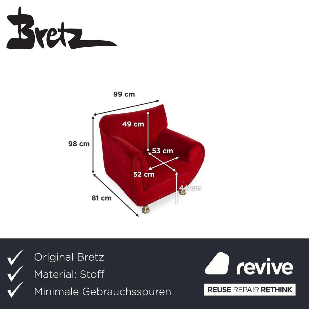 Fauteuil en tissu Bretz Gaudi rouge or velours