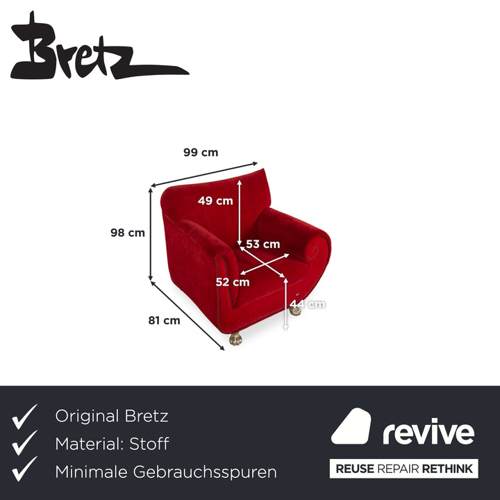 Fauteuil en tissu Bretz Gaudi rouge or velours