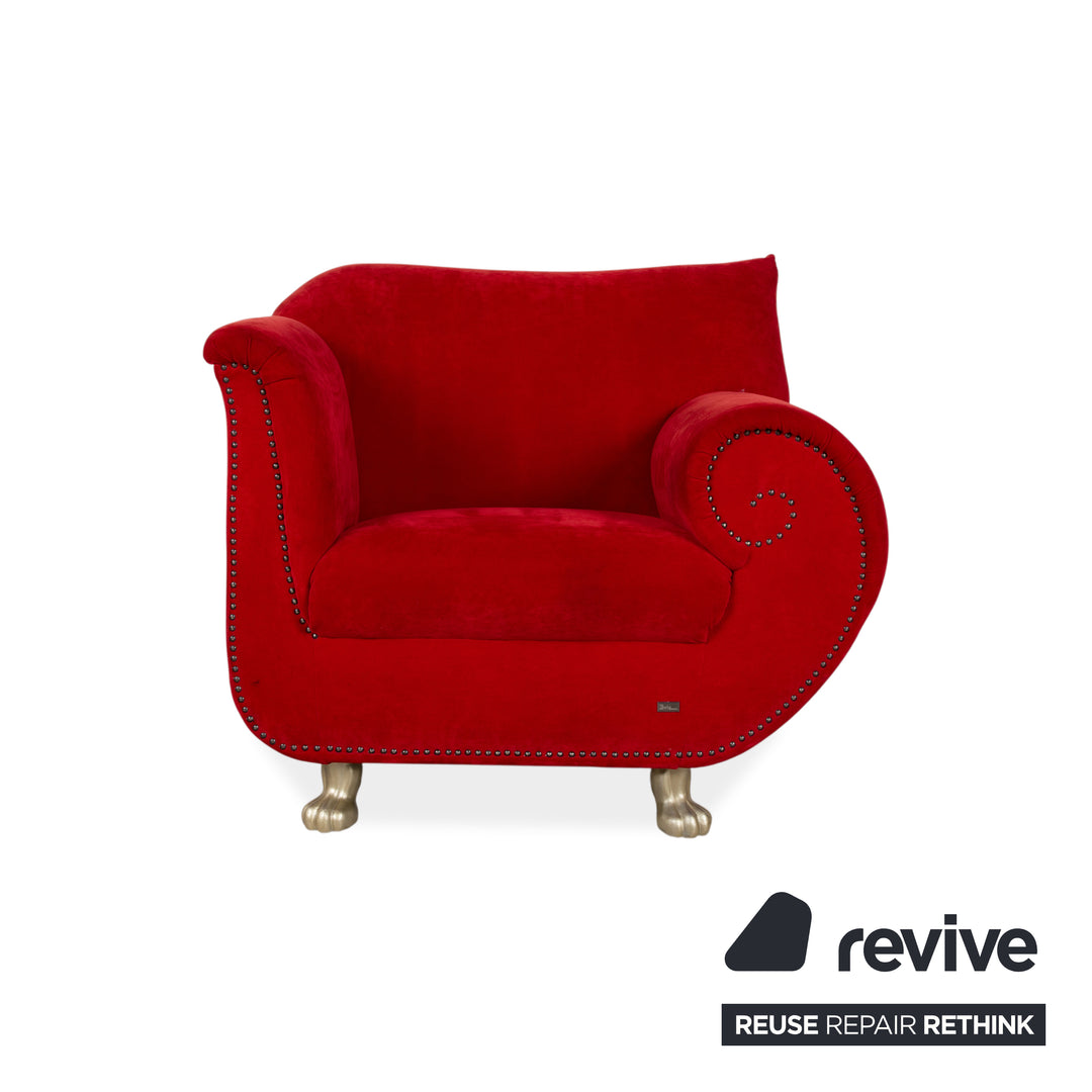 Fauteuil en tissu Bretz Gaudi rouge or velours