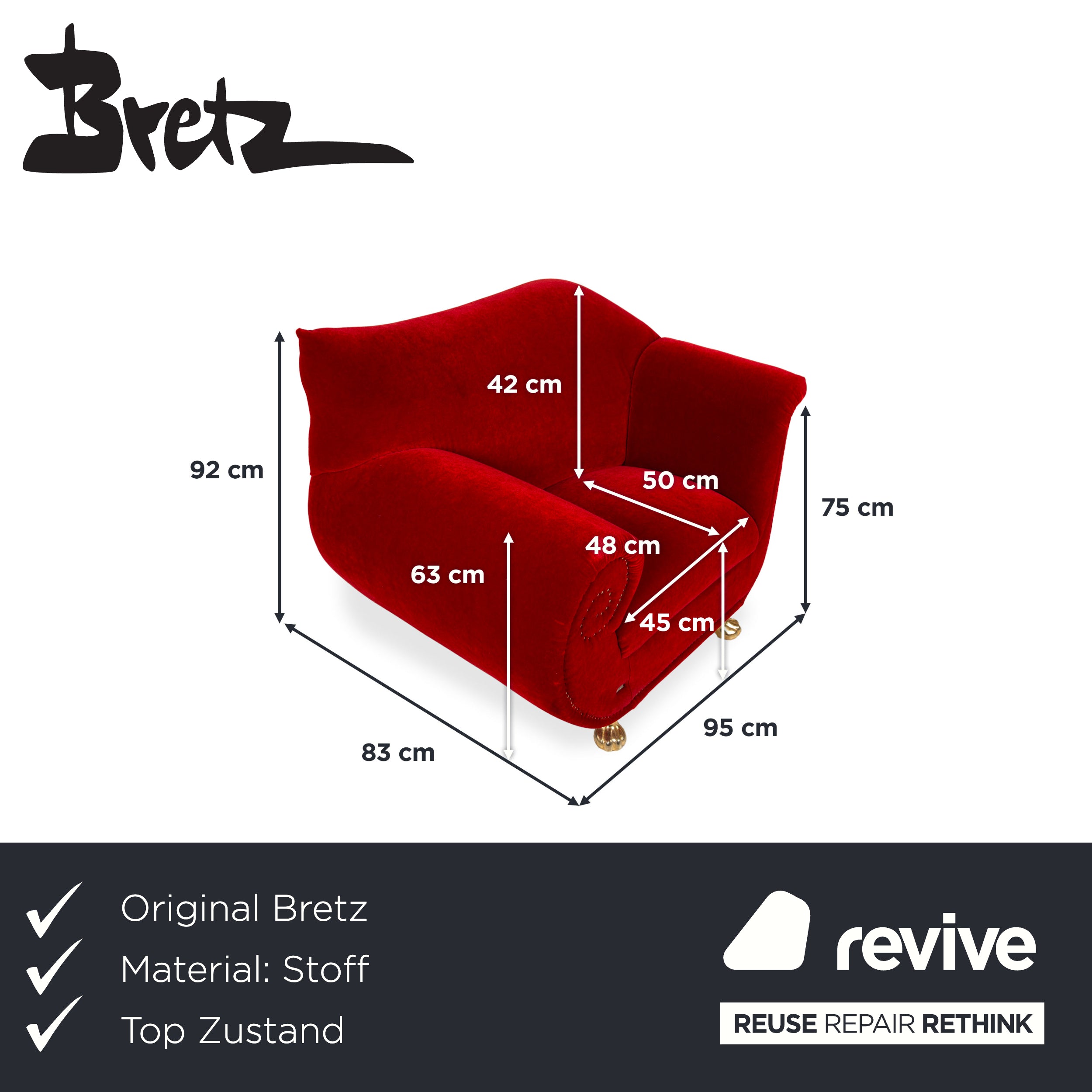 Bretz Gaudi Stoff Sessel Rot