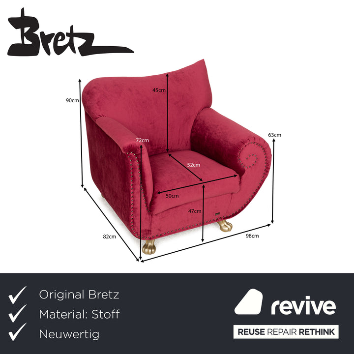 Bretz Gaudi Stoff Sessel Rot Neubezug