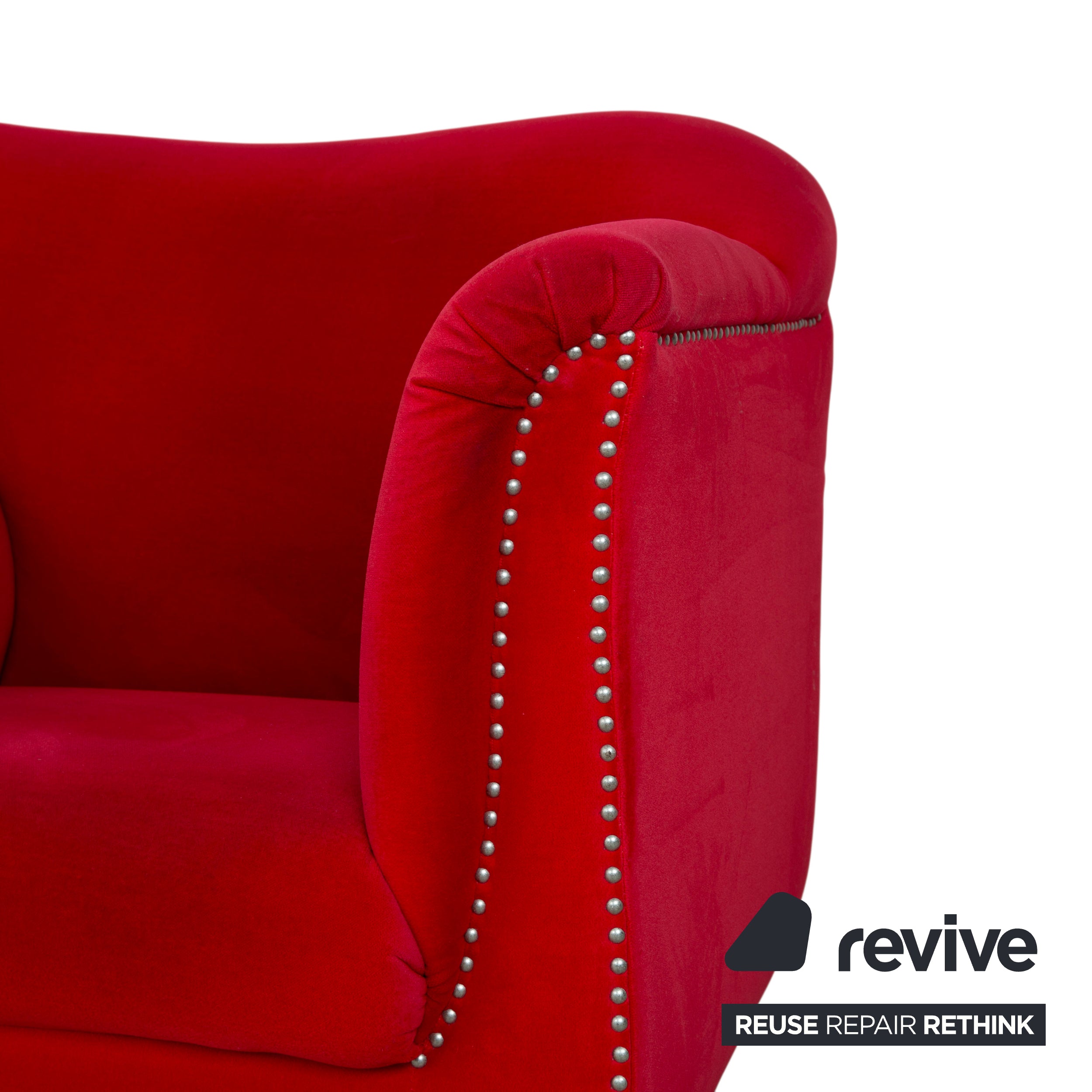 Bretz Gaudi Fabric Velvet Armchair Red Silver