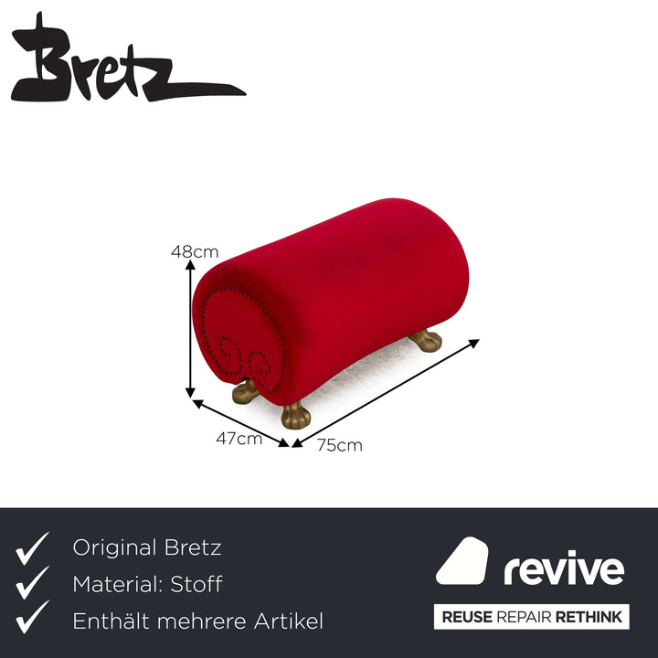 Bretz Gaudi Stoff Sofa Garnitur Rot Hocker Dreisitzer Rot Sofa Couch