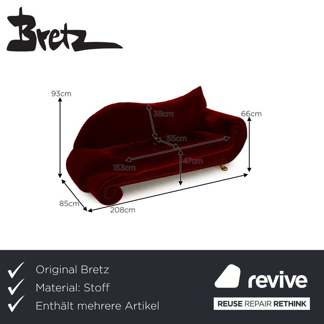Bretz Gaudi Stoff Sofa Garnitur Rot Sessel Dreisitzer Couch