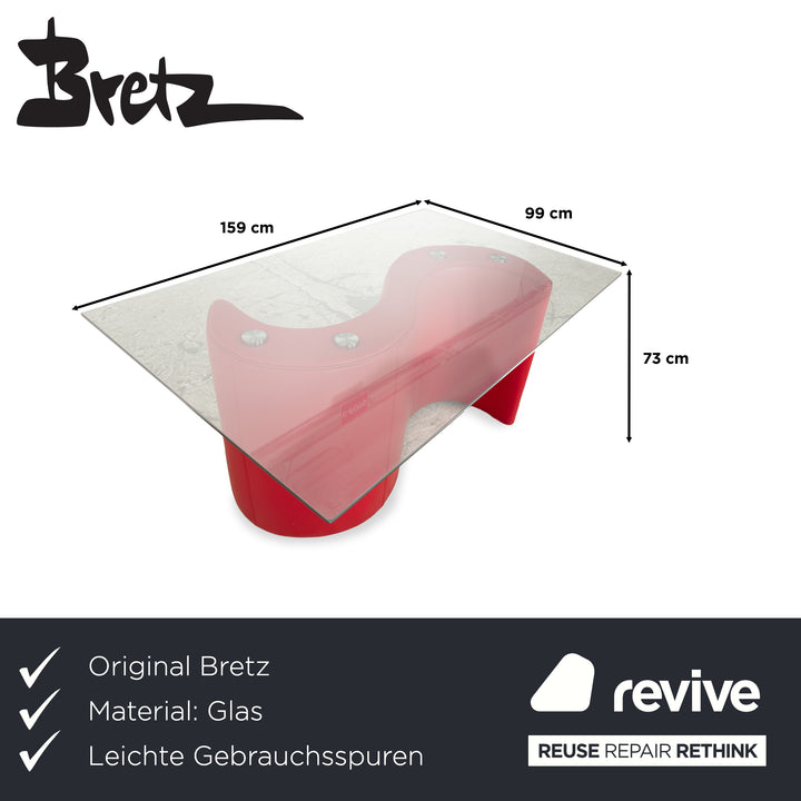 Table à manger en verre Bretz rouge 159 x 99 cm