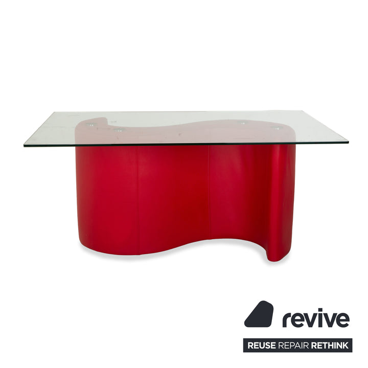Bretz Glass Dining Table Red 159 x 99 cm