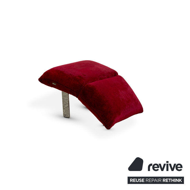 Bretz Highland Stoff Schaukelstuhl Sessel Rot inkl. Hocker Samt Chrom