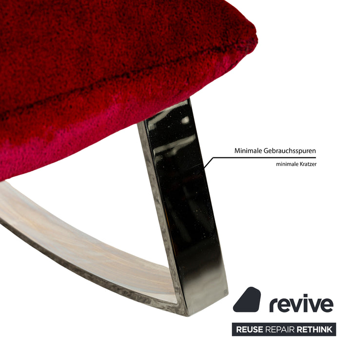 Bretz Highland Stoff Schaukelstuhl Sessel Rot inkl. Hocker Samt Chrom