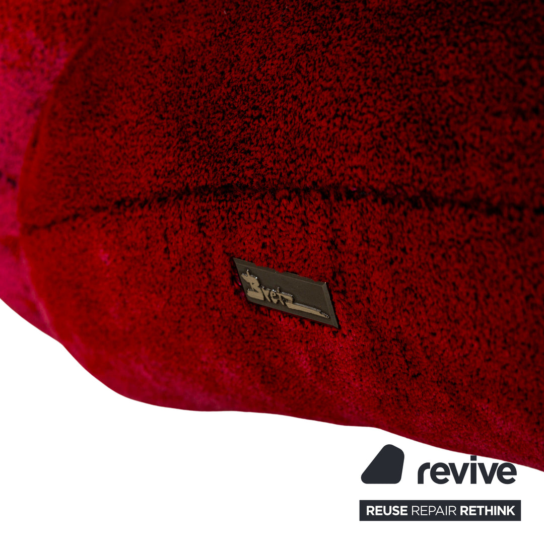 Bretz Highland Stoff Schaukelstuhl Sessel Rot inkl. Hocker Samt Chrom