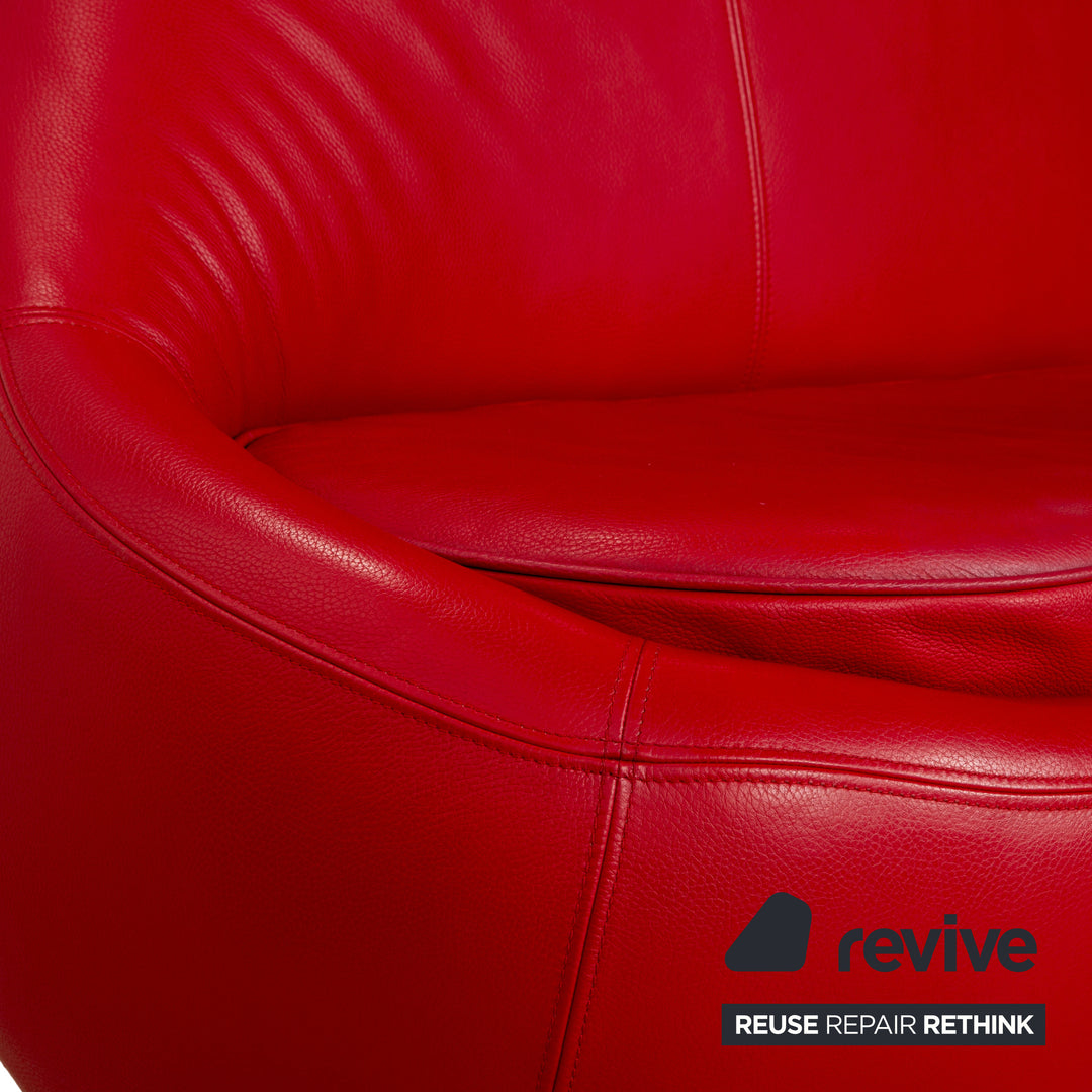 Bretz Jeannie Leather Three-Seater Red Sofa Couch