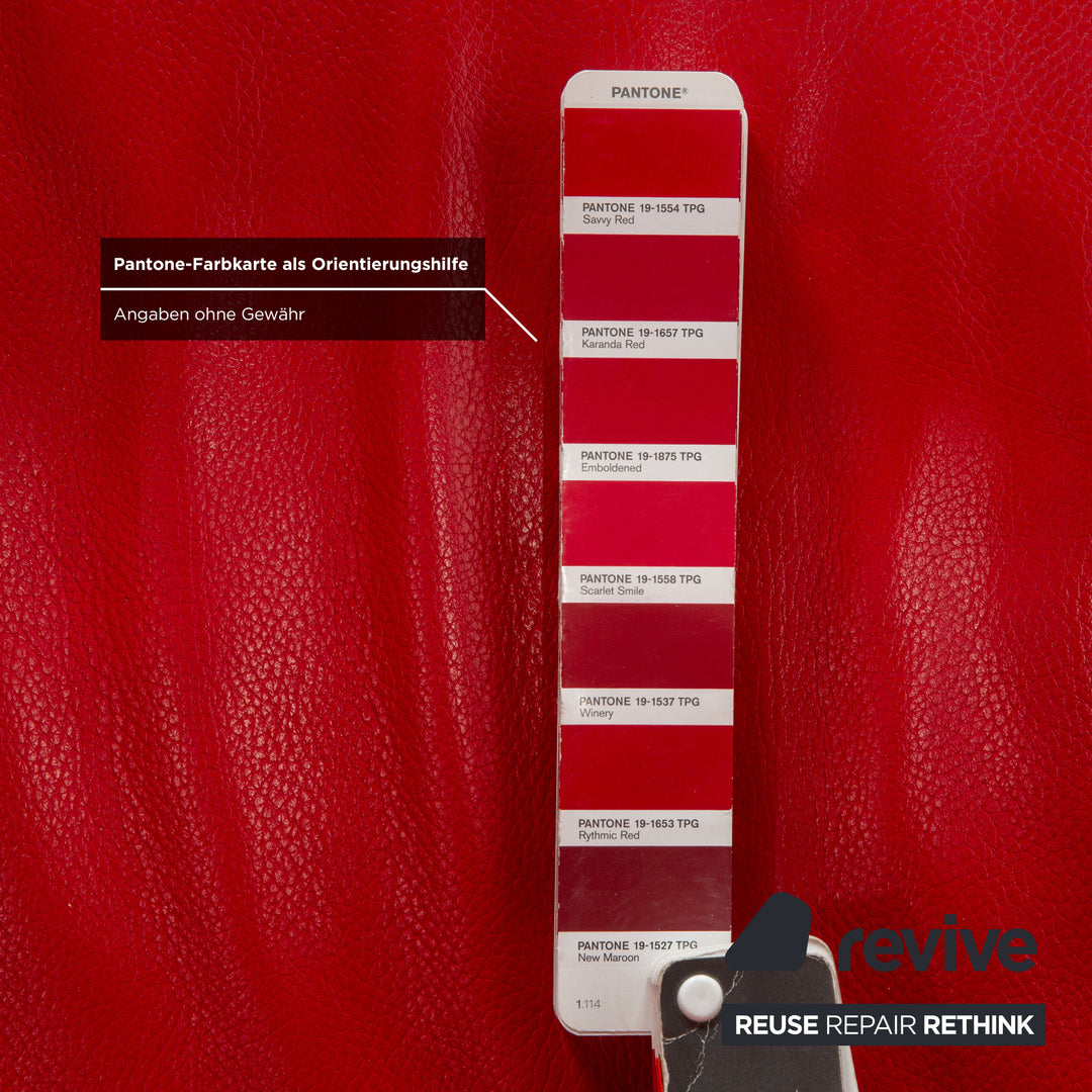 Bretz Jeannie Leather Three-Seater Red Sofa Couch