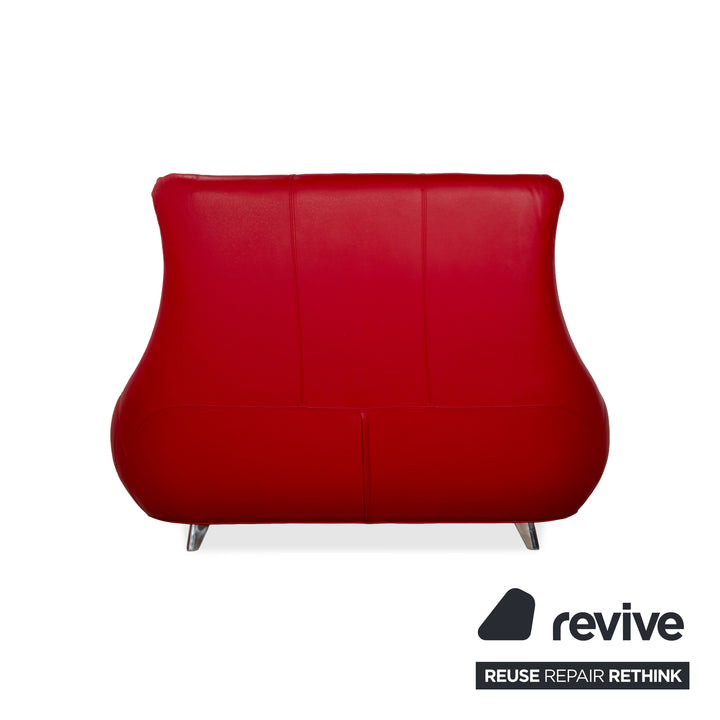 Bretz Jeannie Leder Garnitur Dreisitzer + 2 Sessel Rot Sofa Couch