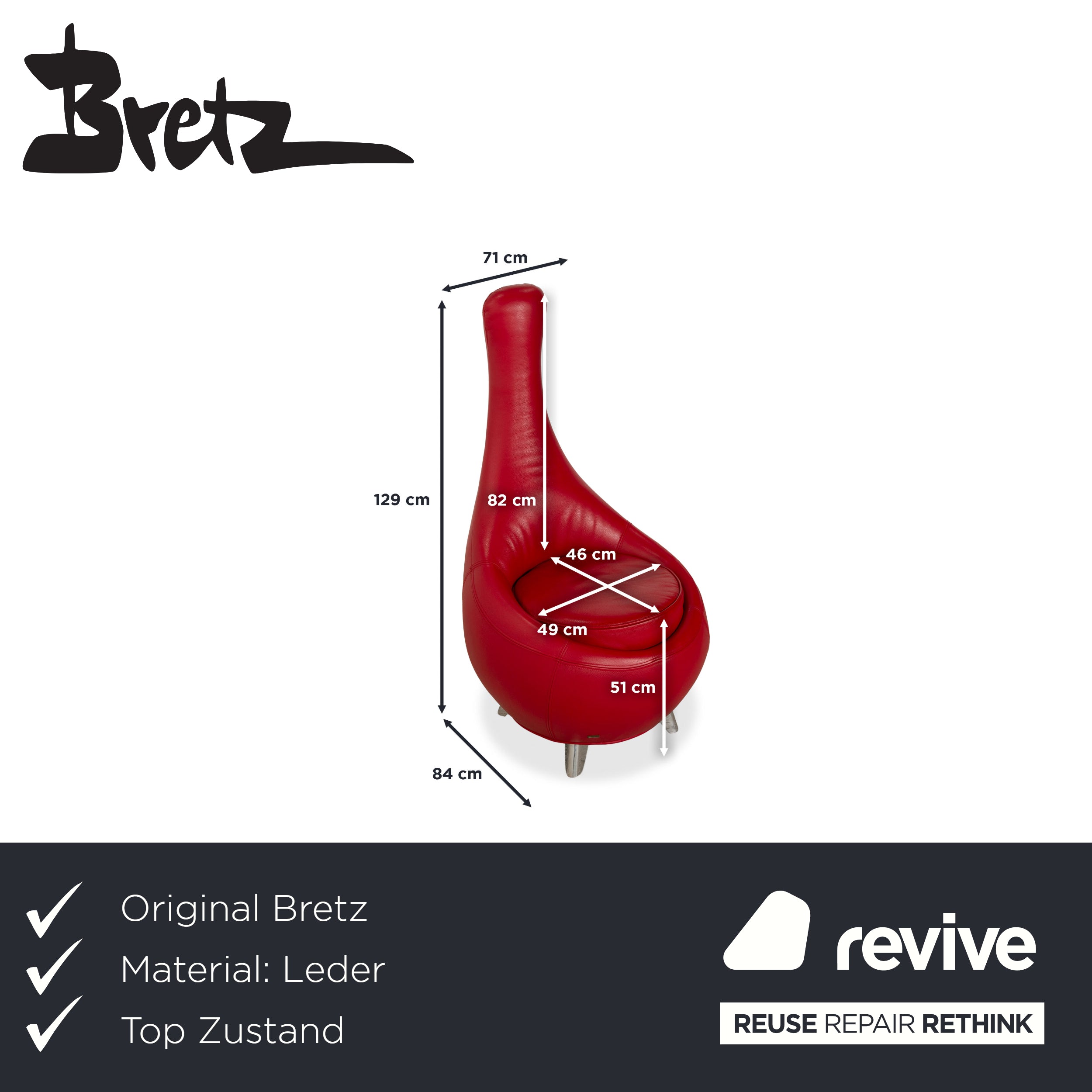 Bretz Jeannie Leder Sessel Rot
