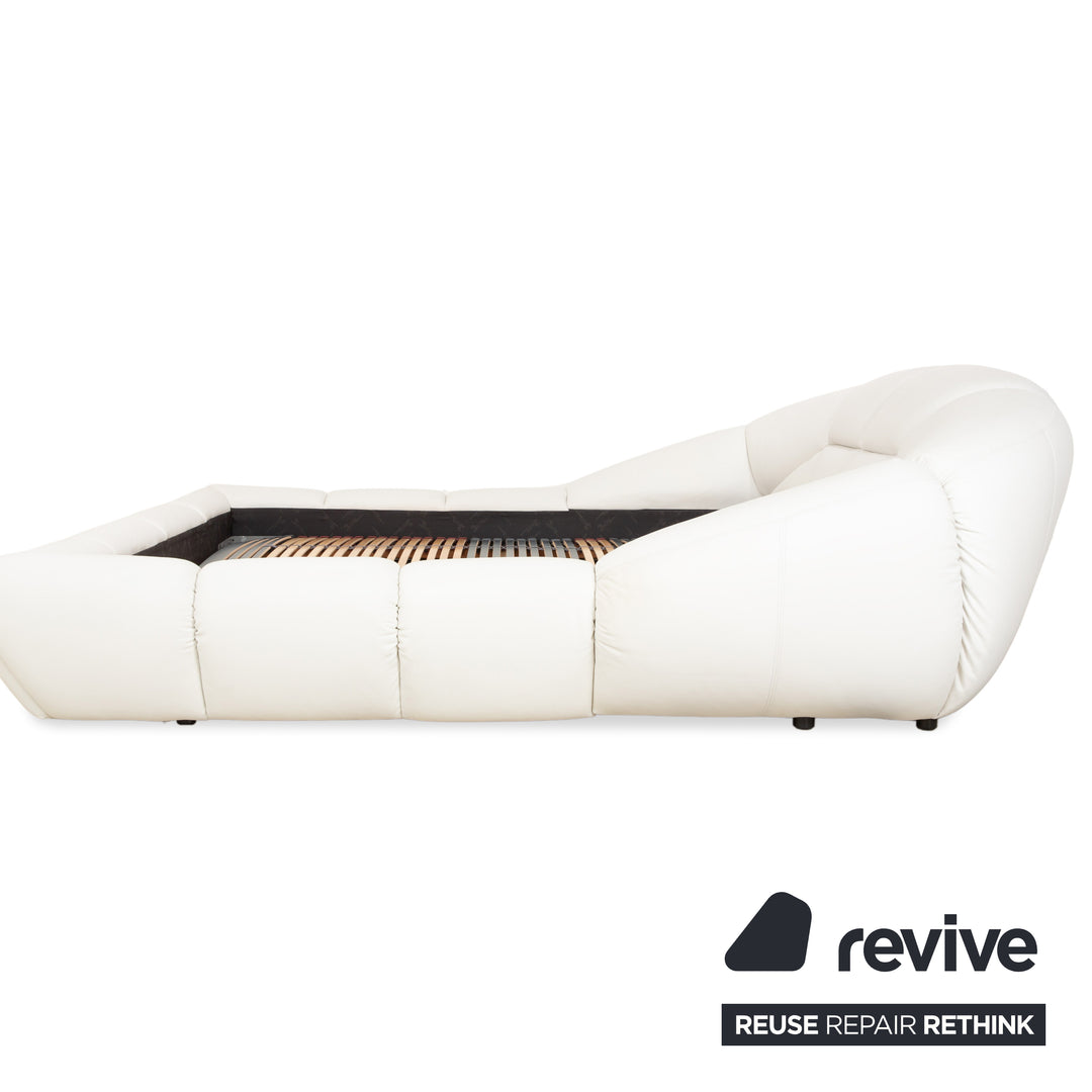 Lit Bretz en cuir caoutchouc blanc crème 200x200