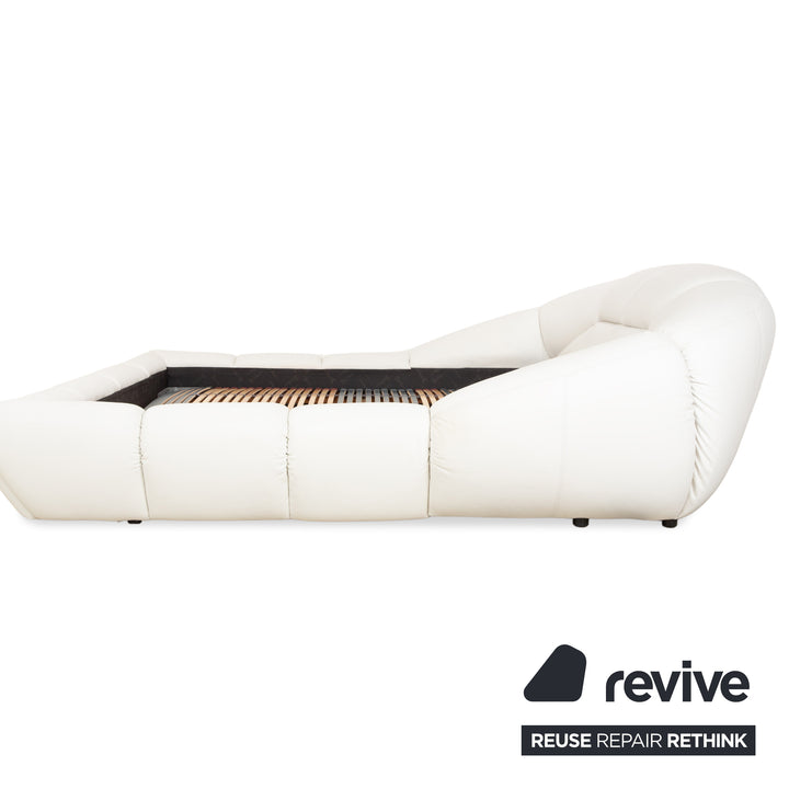 Lit Bretz en cuir caoutchouc blanc crème 200x200