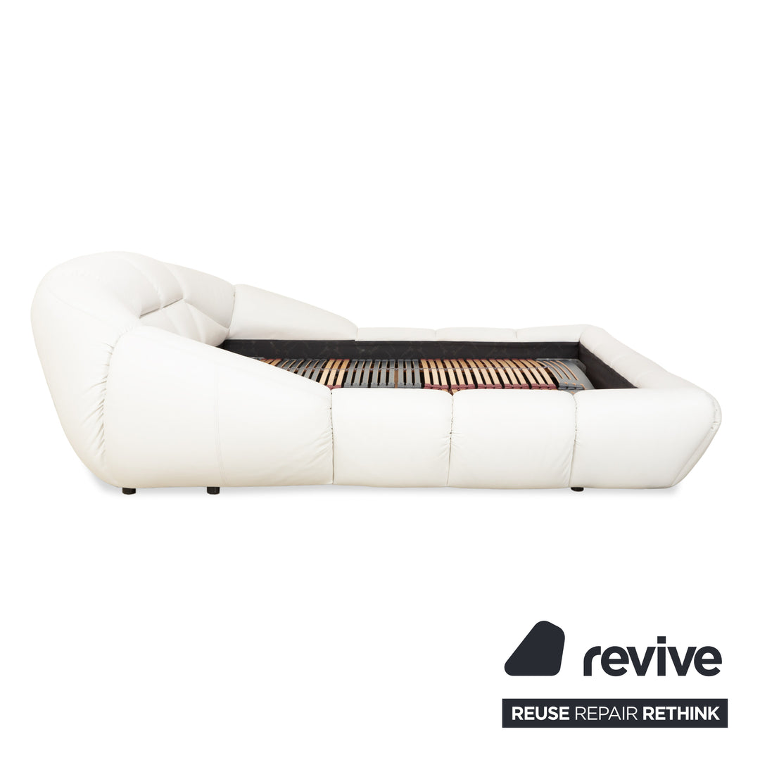 Lit Bretz en cuir caoutchouc blanc crème 200x200