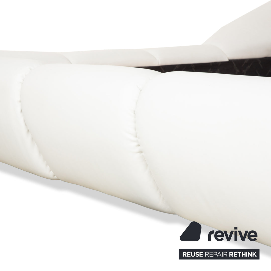 Lit Bretz en cuir caoutchouc blanc crème 200x200