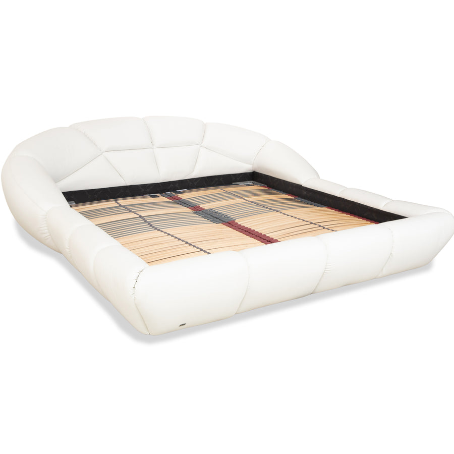 Lit Bretz en cuir caoutchouc blanc crème 200x200