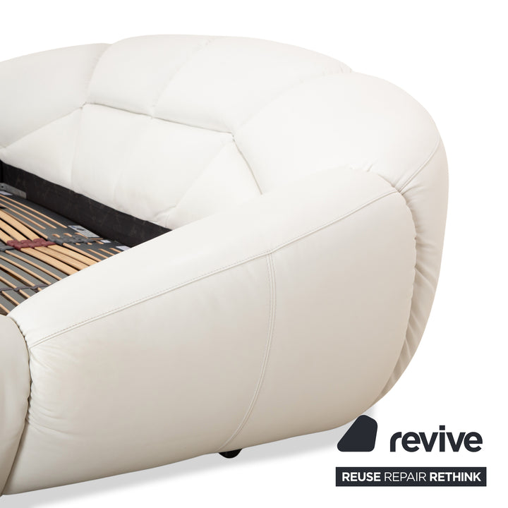 Lit Bretz en cuir caoutchouc blanc crème 200x200