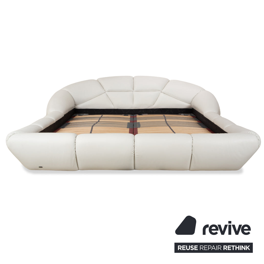 Lit Bretz en cuir caoutchouc blanc crème 200x200