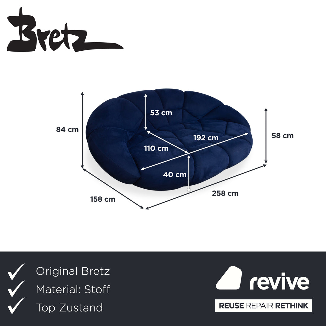 Bretz Kautsch Stoff Viersitzer Blau Saphirblau Sofa Couch