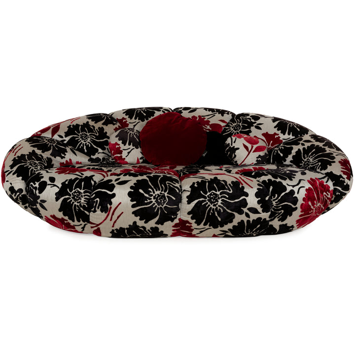 Canapé quatre places Bretz en tissu caoutchouc crème rouge noir