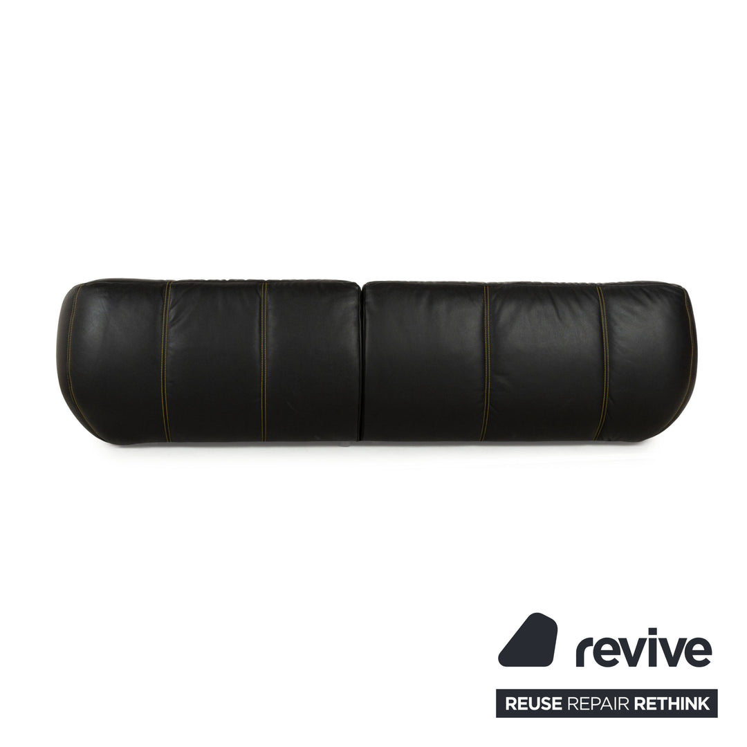 Bretz Leder Ecksofa Schwarz Gelb Recamiere links Sofa Couch