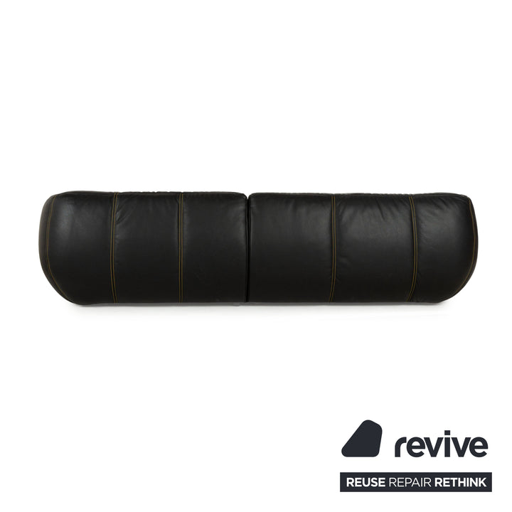 Bretz Leder Ecksofa Schwarz Gelb Recamiere links Sofa Couch