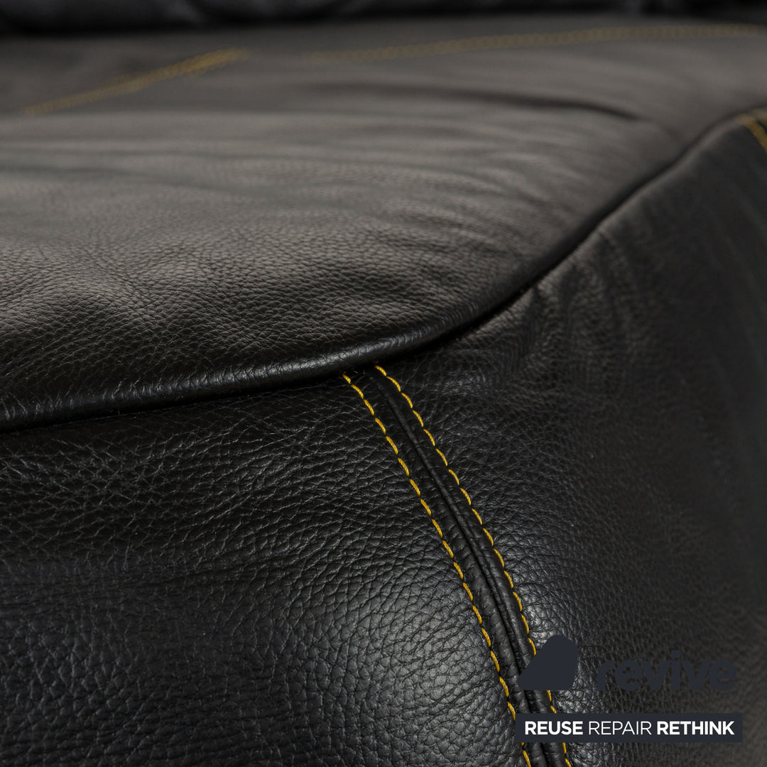 Bretz Leder Ecksofa Schwarz Gelb Recamiere links Sofa Couch