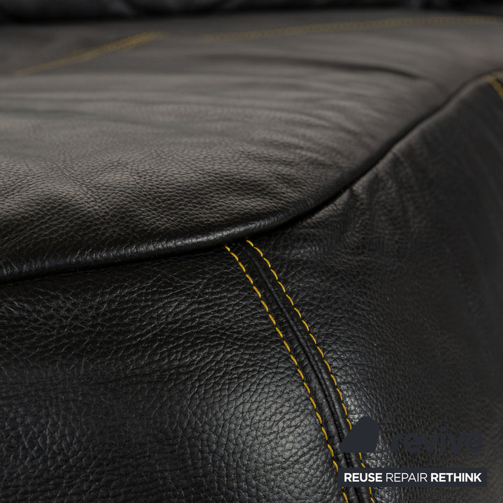 Bretz Leder Ecksofa Schwarz Gelb Recamiere links Sofa Couch