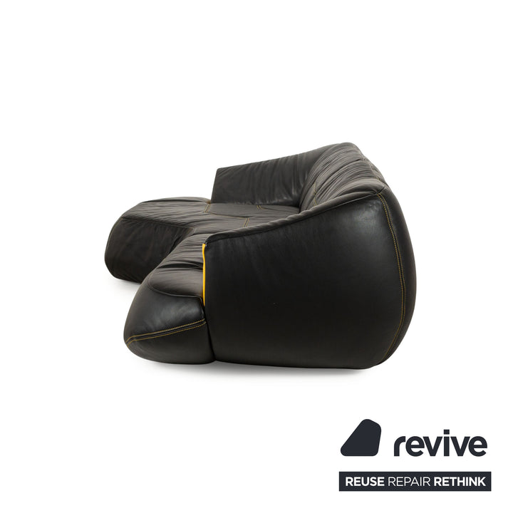 Bretz Leder Ecksofa Schwarz Gelb Recamiere links Sofa Couch