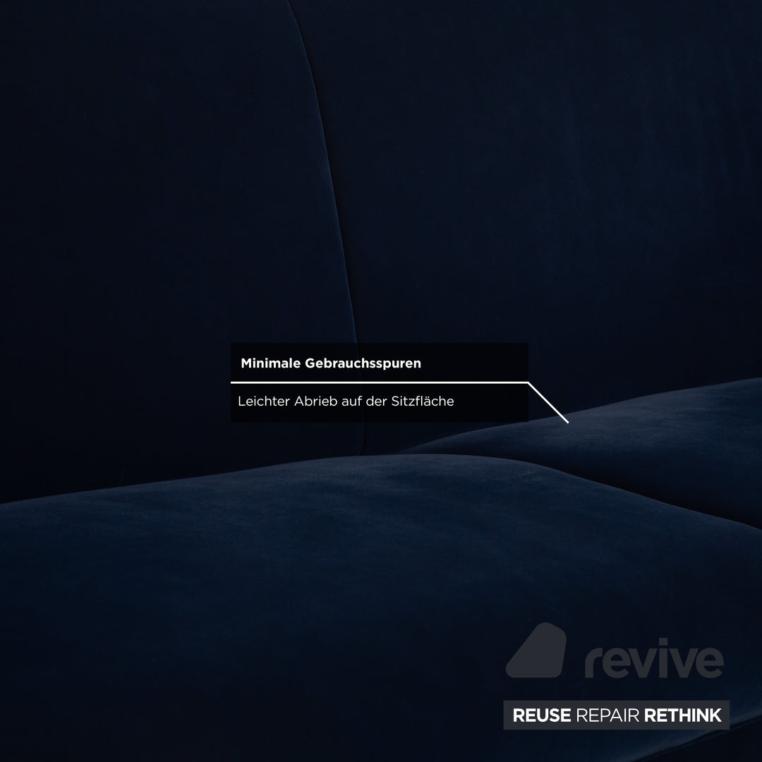 Bretz Loulou fabric three-seater dark blue sofa couch