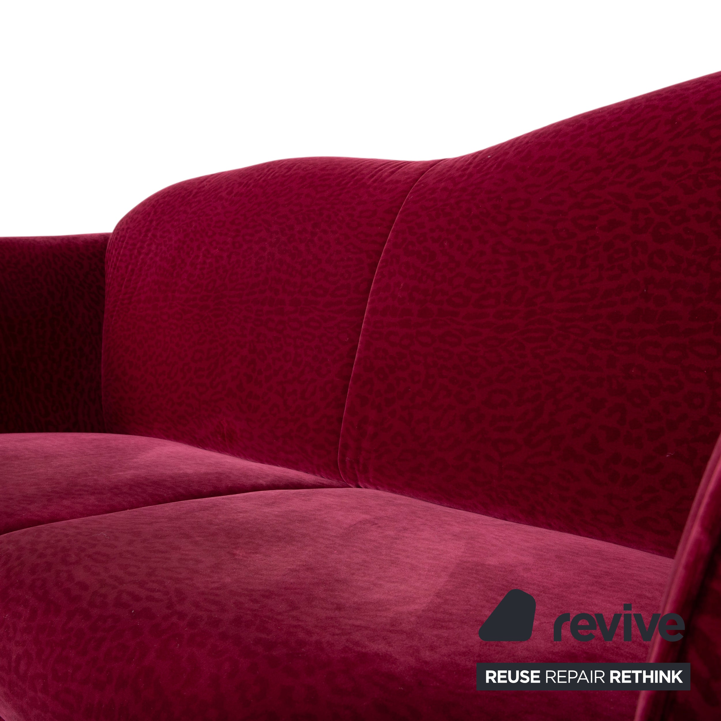 Bretz LouLou Stoff Dreisitzer Rot Rubin Leo Gold Animalprint Sofa Couch